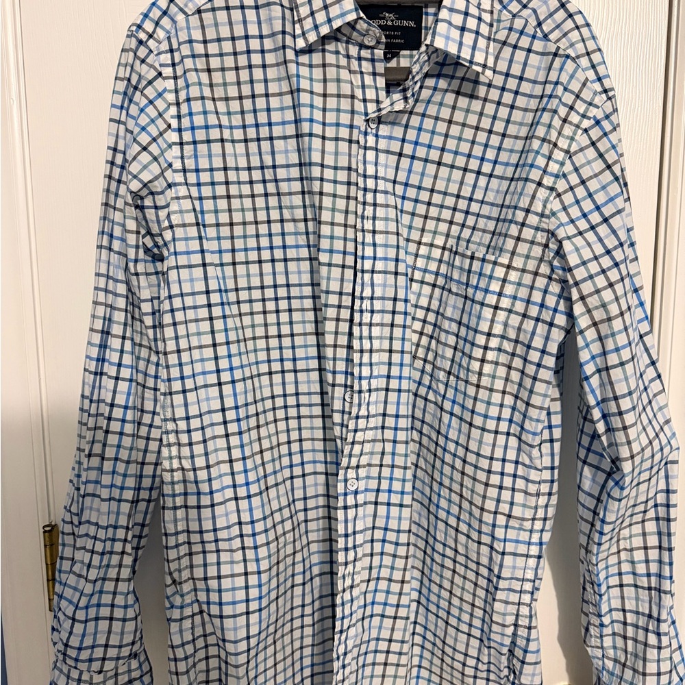 Rodd & Gunn White Button-Up with Blue and Navy Windowpane
